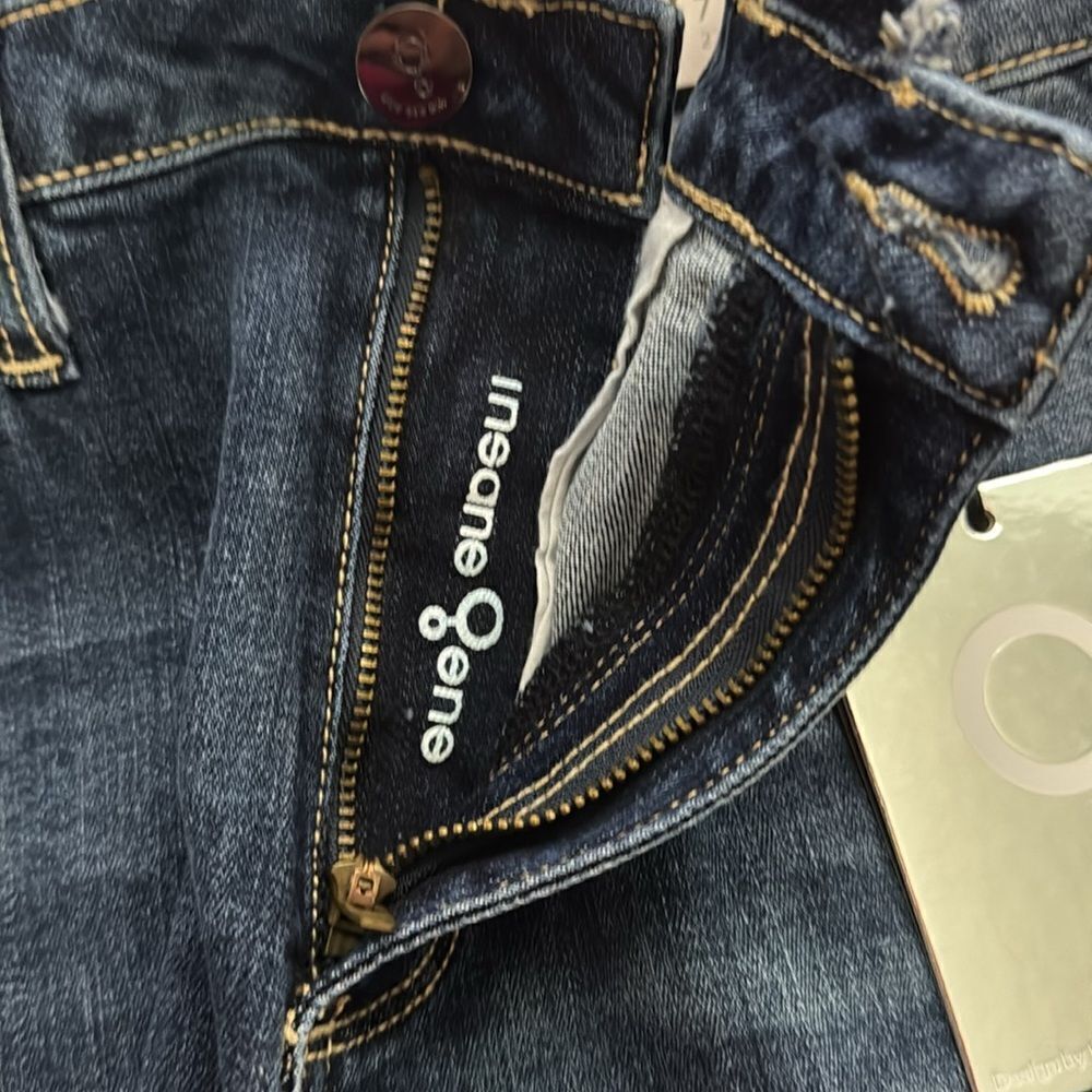 Insane Gene High Stretch Frayed Hem Crop Jeans size 9 - Picture 3 of 4